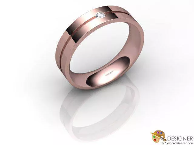Designer Diamond Wedding Ring Choice of Widths Round Brilliant-Cut Diamond 100% Recycled, Hallmarked 18ct. Rose Gold