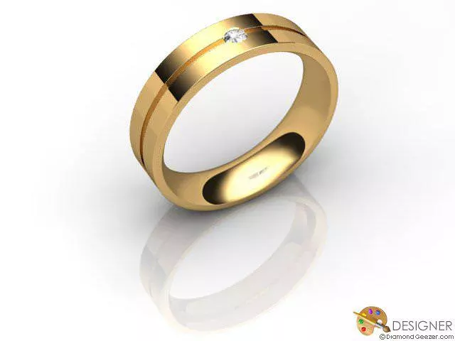 Designer Diamond Wedding Ring Choice of Widths Round Brilliant-Cut Diamond 100% Recycled, Hallmarked 18ct. Yellow Gold
