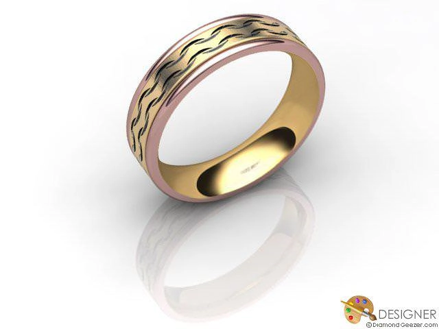 Designer Wedding Ring Choice of Widths 100% Recycled, Hallmarked 18ct. Rose and Yellow Gold