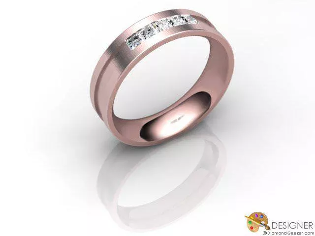 Designer Diamond Wedding Ring Choice of Widths Round Brilliant-Cut Diamond 100% Recycled, Hallmarked 18ct. Rose Gold