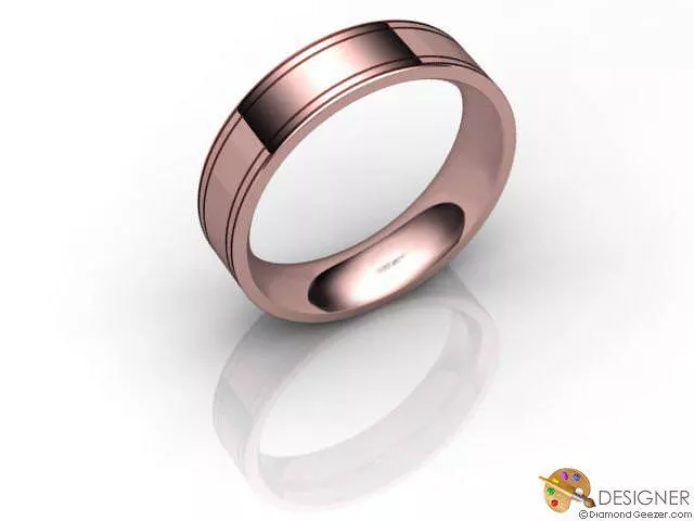 Designer Wedding Ring Choice of Widths 100% Recycled, Hallmarked 18ct. Rose Gold