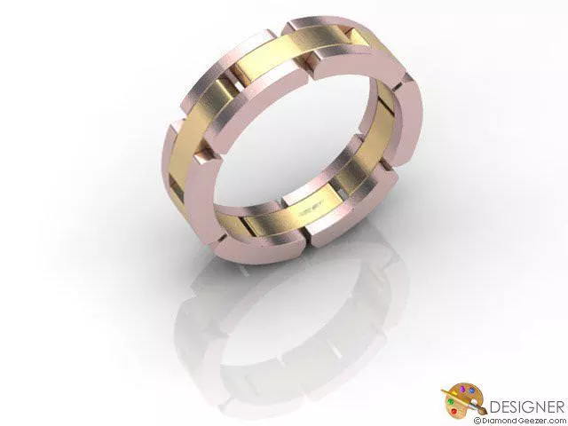 Designer Wedding Ring Choice of Widths 100% Recycled, Hallmarked 18ct. Rose and Yellow Gold