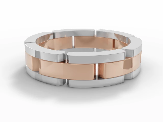 Designer Wedding Ring Choice of Widths 100% Recycled, Hallmarked 18ct. White and Rose Gold