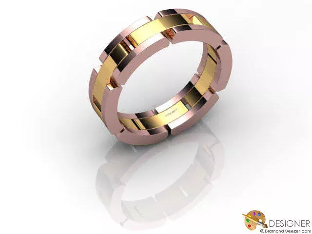 Designer Wedding Ring Choice of Widths 100% Recycled, Hallmarked 18ct. Rose and Yellow Gold