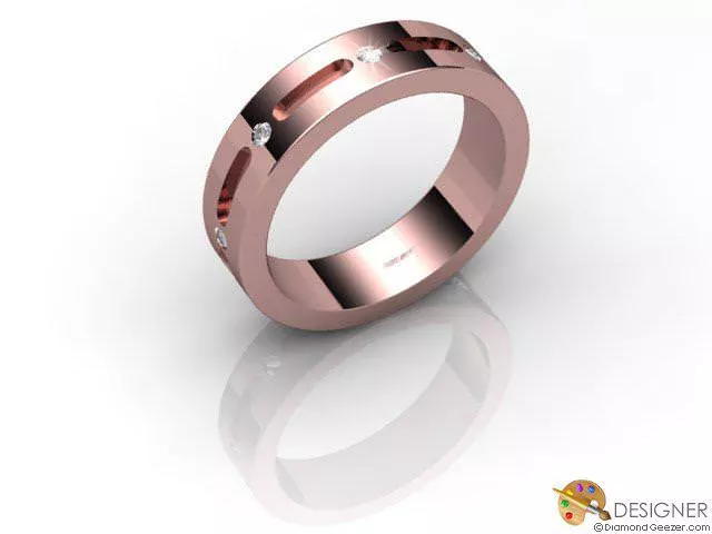 Designer Diamond Wedding Ring Choice of Widths Round Brilliant-Cut Diamond 100% Recycled, Hallmarked 18ct. Rose Gold