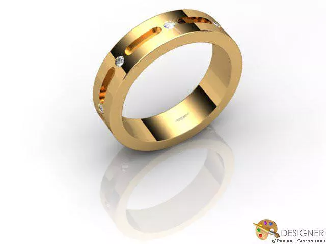 Designer Diamond Wedding Ring Choice of Widths Round Brilliant-Cut Diamond 100% Recycled, Hallmarked 18ct. Yellow Gold