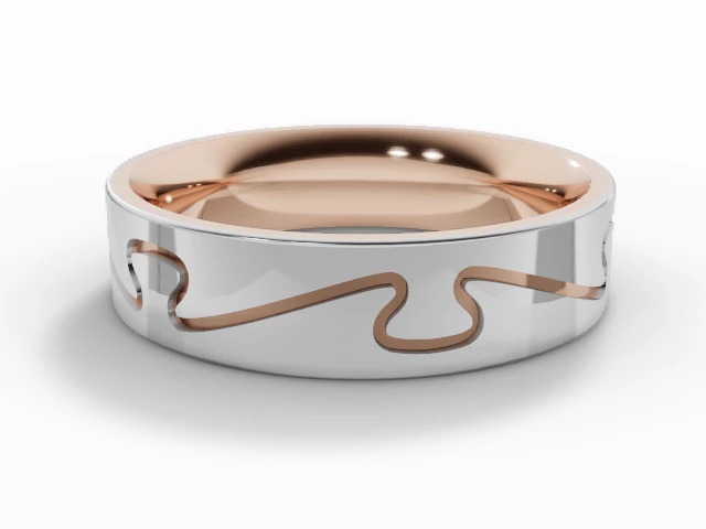 Designer Wedding Ring Choice of Widths 100% Recycled, Hallmarked 18ct. White and Rose Gold