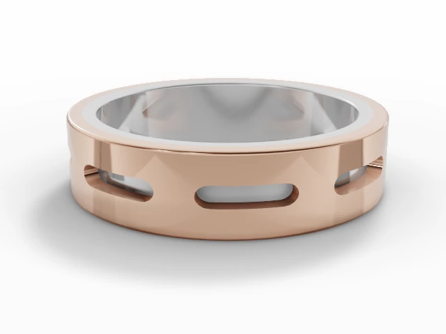 Designer Wedding Ring Choice of Widths 100% Recycled, Hallmarked 18ct. White and Rose Gold