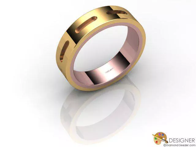 Designer Wedding Ring Choice of Widths 100% Recycled, Hallmarked 18ct. Rose and Yellow Gold