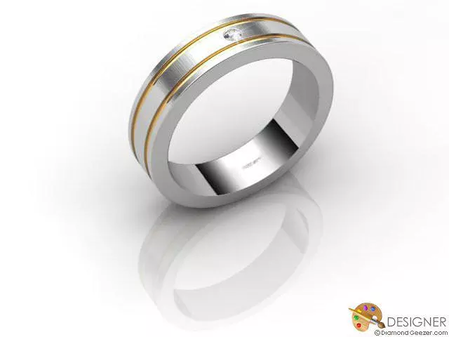 Designer Diamond Wedding Ring Choice of Widths Round Brilliant-Cut Diamond 100% Recycled, Hallmarked 18ct. Yellow and White Gold
