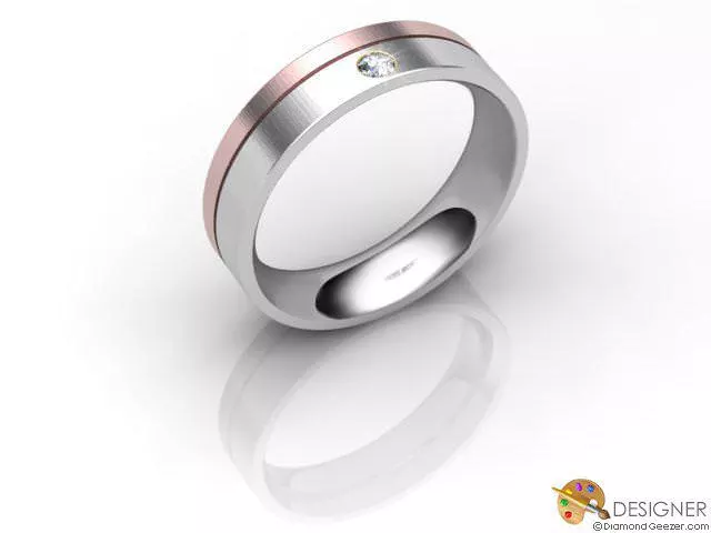 Designer Diamond Wedding Ring Choice of Widths Round Brilliant-Cut Diamond 100% Recycled, Hallmarked 18ct. White and Rose Gold