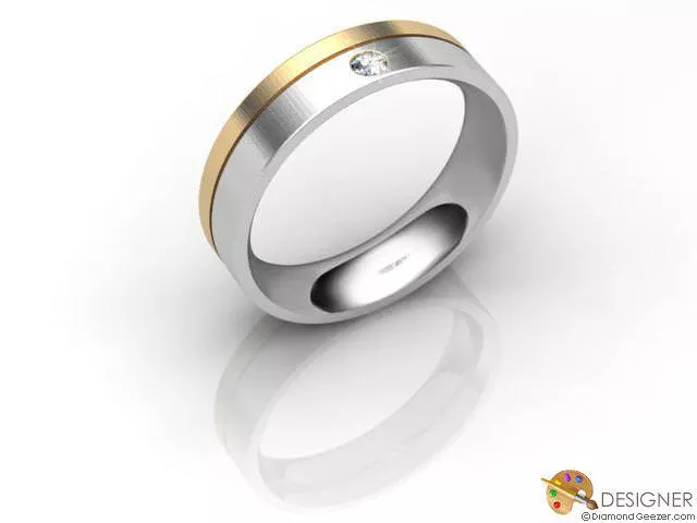 Designer Diamond Wedding Ring Choice of Widths Round Brilliant-Cut Diamond 100% Recycled, Hallmarked 18ct. Yellow and White Gold