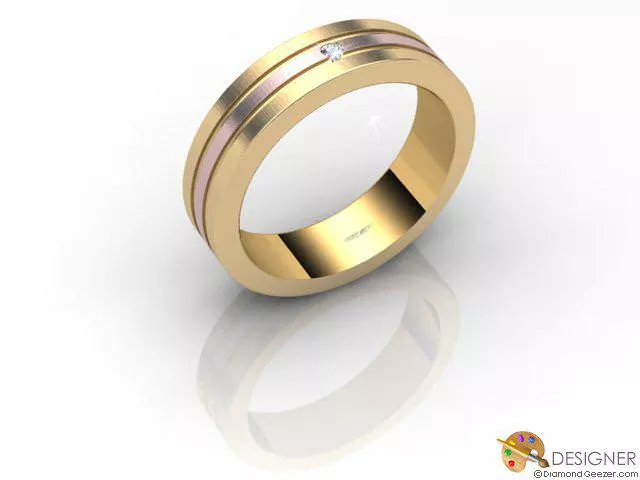 Designer Wedding Ring Choice of Widths Round Brilliant-Cut Diamond 100% Recycled, Hallmarked 18ct. Rose and Yellow Gold