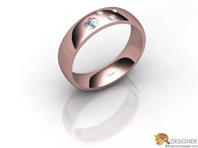 Designer Diamond Wedding Ring Choice of Widths Round Brilliant-Cut Diamond 100% Recycled, Hallmarked 18ct. Rose Gold