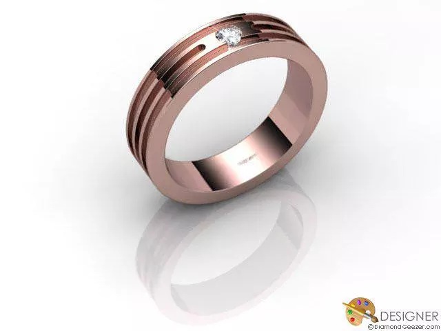 Designer Diamond Wedding Ring Choice of Widths Round Brilliant-Cut Diamond 100% Recycled, Hallmarked 18ct. Rose Gold