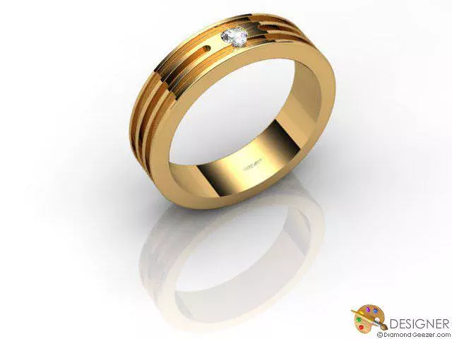 Designer Diamond Wedding Ring Choice of Widths Round Brilliant-Cut Diamond 100% Recycled, Hallmarked 18ct. Yellow Gold
