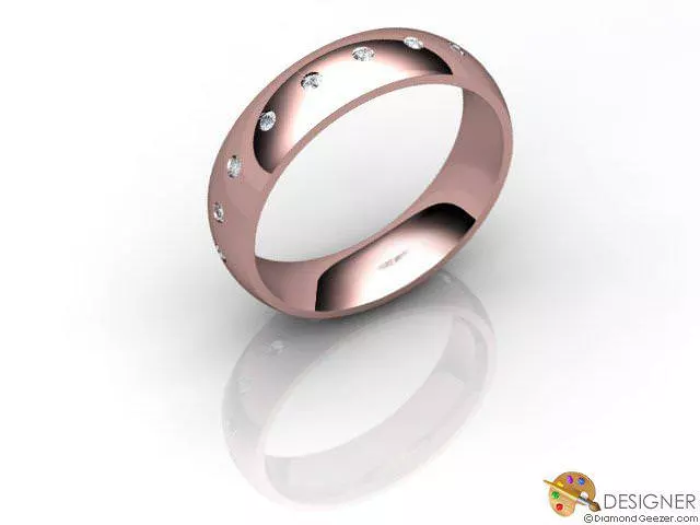 Designer Diamond Wedding Ring Choice of Widths Round Brilliant-Cut Diamond 100% Recycled, Hallmarked 18ct. Rose Gold
