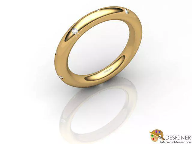 Designer Diamond Wedding Ring Choice of Widths Round Brilliant-Cut Diamond 100% Recycled, Hallmarked 18ct. Yellow Gold