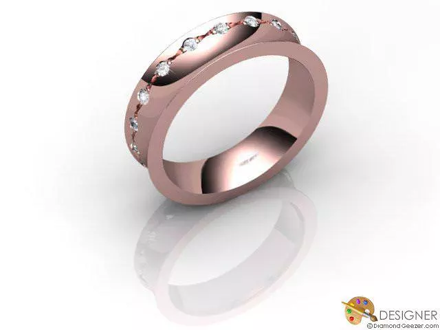 Designer Diamond Wedding Ring Choice of Widths Round Brilliant-Cut Diamond 100% Recycled, Hallmarked 18ct. Rose Gold
