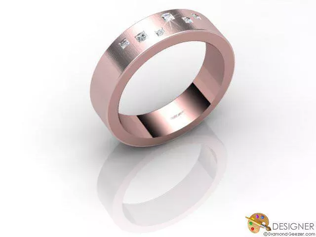 Designer Diamond Wedding Ring Choice of Widths Round Brilliant-Cut Diamond 100% Recycled, Hallmarked 18ct. Rose Gold