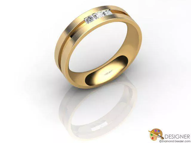 Designer Diamond Wedding Ring Choice of Widths Round Brilliant-Cut Diamond 100% Recycled, Hallmarked 18ct. Yellow Gold