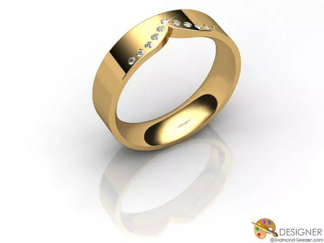 Designer Diamond Wedding Ring Choice of Widths Round Brilliant-Cut Diamond 100% Recycled, Hallmarked 18ct. Yellow Gold