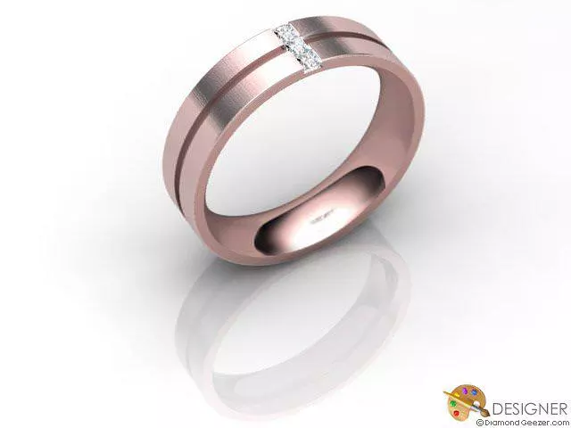Designer Diamond Wedding Ring Choice of Widths Round Brilliant-Cut Diamond 100% Recycled, Hallmarked 18ct. Rose Gold