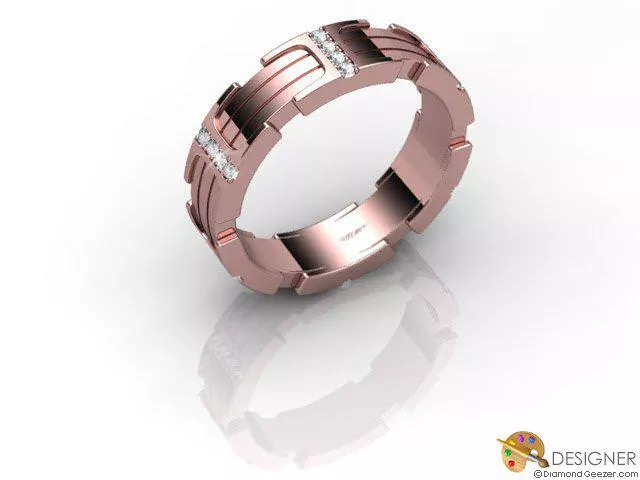 Designer Diamond Wedding Ring Choice of Widths Round Brilliant-Cut Diamond 100% Recycled, Hallmarked 18ct. Rose Gold