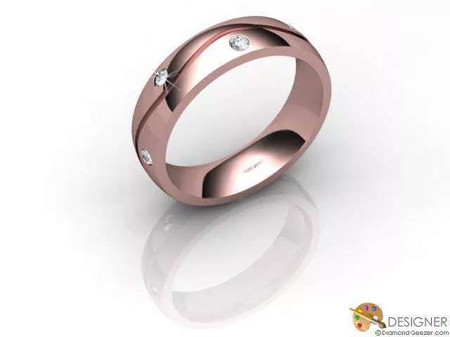 Designer Diamond Wedding Ring Choice of Widths Round Brilliant-Cut Diamond 100% Recycled, Hallmarked 18ct. Rose Gold