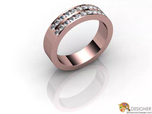 Designer Diamond Wedding Ring Choice of Widths Round Brilliant-Cut Diamond 100% Recycled, Hallmarked 18ct. Rose Gold