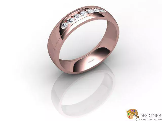 Designer Diamond Wedding Ring Choice of Widths Round Brilliant-Cut Diamond 100% Recycled, Hallmarked 18ct. Rose Gold