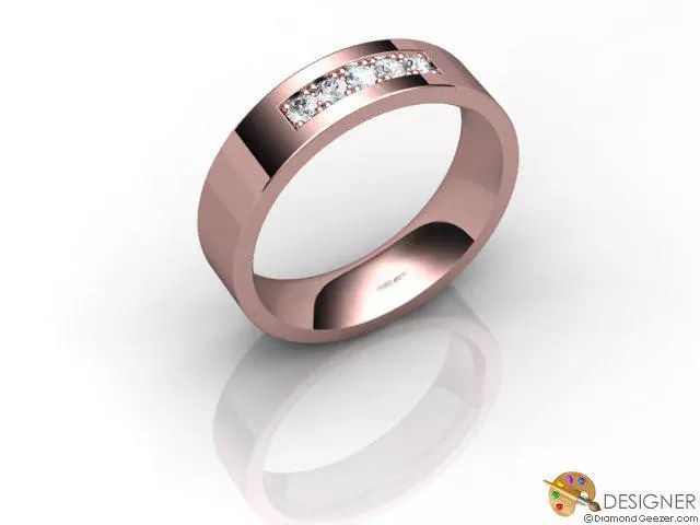 Designer Diamond Wedding Ring Choice of Widths Round Brilliant-Cut Diamond 100% Recycled, Hallmarked 18ct. Rose Gold