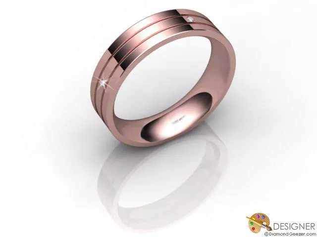 Designer Diamond Wedding Ring Choice of Widths Round Brilliant-Cut Diamond 100% Recycled, Hallmarked 18ct. Rose Gold