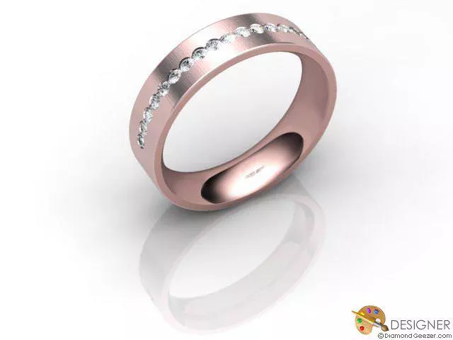 Designer Diamond Wedding Ring Choice of Widths Round Brilliant-Cut Diamond 100% Recycled, Hallmarked 18ct. Rose Gold
