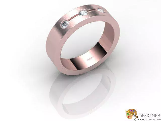 Designer Diamond Wedding Ring Choice of Widths Round Brilliant-Cut Diamond 100% Recycled, Hallmarked 18ct. Rose Gold