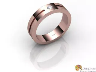 Designer Diamond Wedding Ring Choice of Widths Round Brilliant-Cut Diamond 100% Recycled, Hallmarked 18ct. Rose Gold