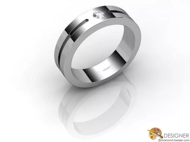 Designer Diamond Wedding Ring Choice of Widths Round Brilliant-Cut Diamond 100% Recycled, Hallmarked 18ct. White Gold