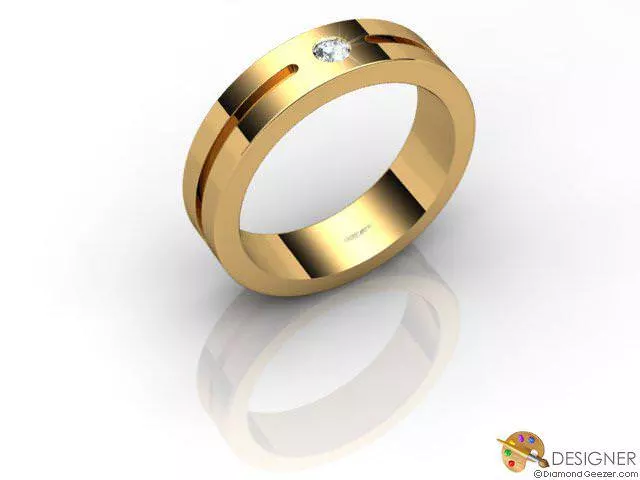 Designer Diamond Wedding Ring Choice of Widths Round Brilliant-Cut Diamond 100% Recycled, Hallmarked 18ct. Yellow Gold