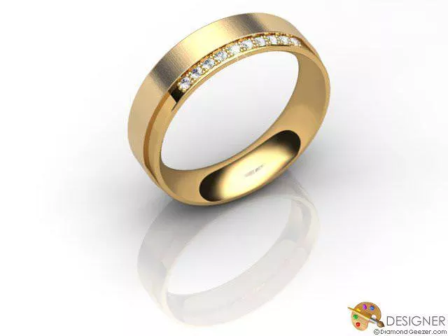 Designer Wedding Ring Choice of Widths Round Brilliant-Cut Diamond 100% Recycled, Hallmarked 18ct. Yellow Gold