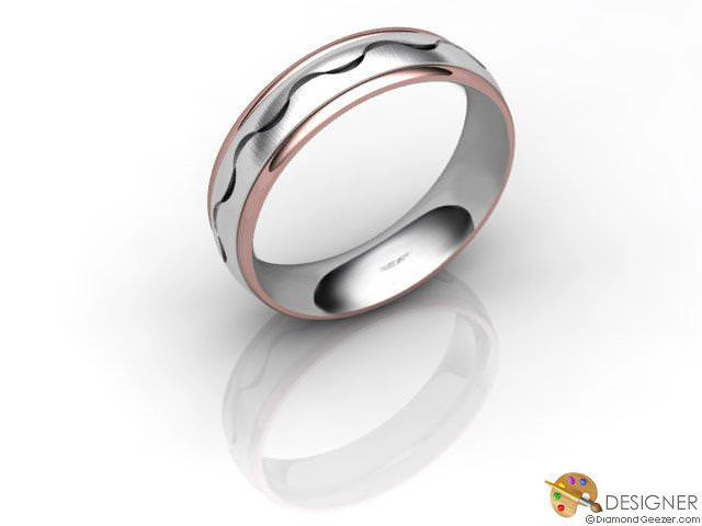 Designer Wedding Ring Choice of Widths 100% Recycled, Hallmarked 18ct. White and Rose Gold