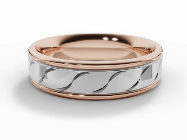 Designer Wedding Ring Choice of Widths 100% Recycled, Hallmarked 18ct. White and Rose Gold