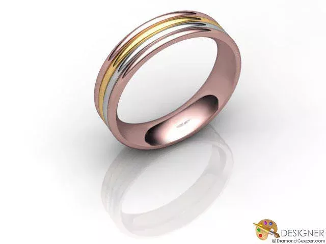 Designer Wedding Ring Choice of Widths 100% Recycled, Hallmarked 18ct. Rose and Yellow Gold