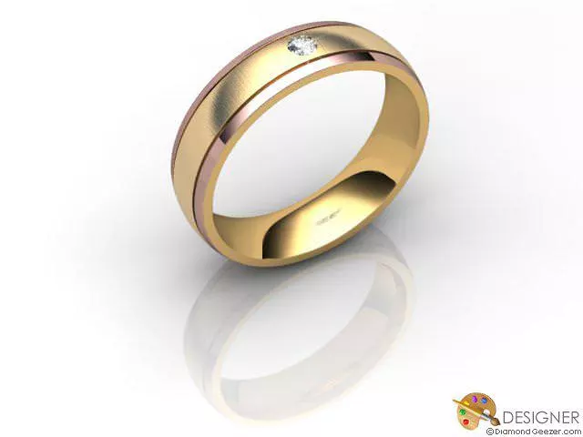 Designer Wedding Ring Choice of Widths Round Brilliant-Cut Diamond 100% Recycled, Hallmarked 18ct. Rose and Yellow Gold