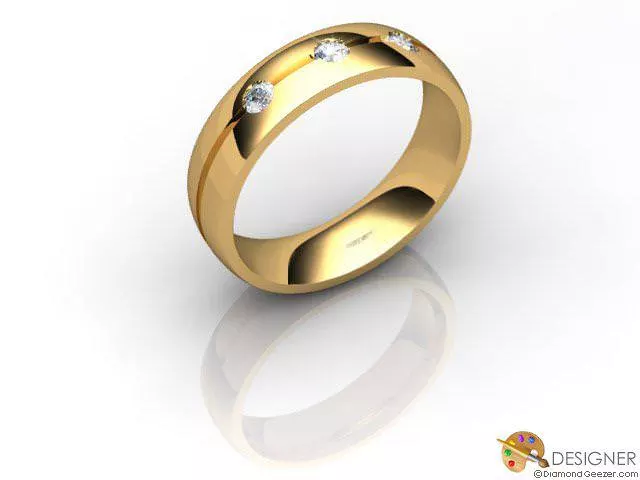 Designer Wedding Ring Choice of Widths Round Brilliant-Cut Diamond 100% Recycled, Hallmarked 18ct. Yellow Gold