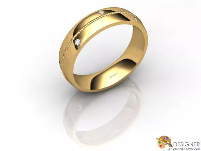 Designer Wedding Ring Choice of Widths Round Brilliant-Cut Diamond 100% Recycled, Hallmarked 18ct. Yellow Gold