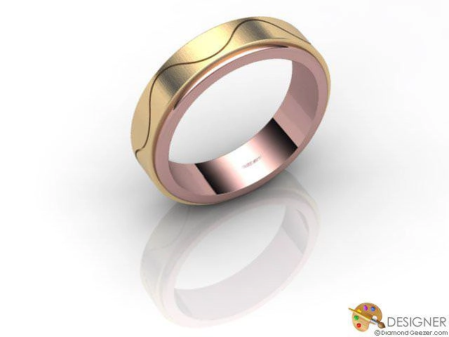 Designer Wedding Ring Choice of Widths 100% Recycled, Hallmarked 18ct. Rose and Yellow Gold