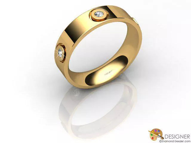 Designer Wedding Ring Choice of Widths Round Brilliant-Cut Diamond 100% Recycled, Hallmarked 18ct. Yellow Gold