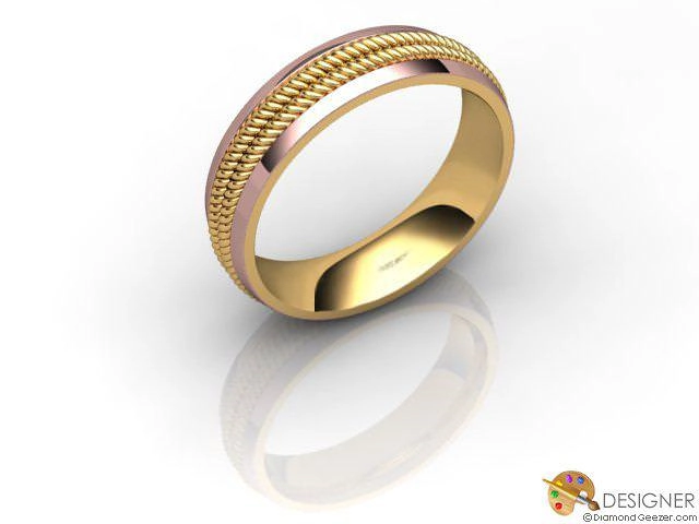 Designer Wedding Ring Choice of Widths 100% Recycled, Hallmarked 18ct. Rose and Yellow Gold