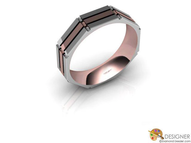 Designer Wedding Ring Choice of Widths 100% Recycled, Hallmarked 18ct. White and Rose Gold