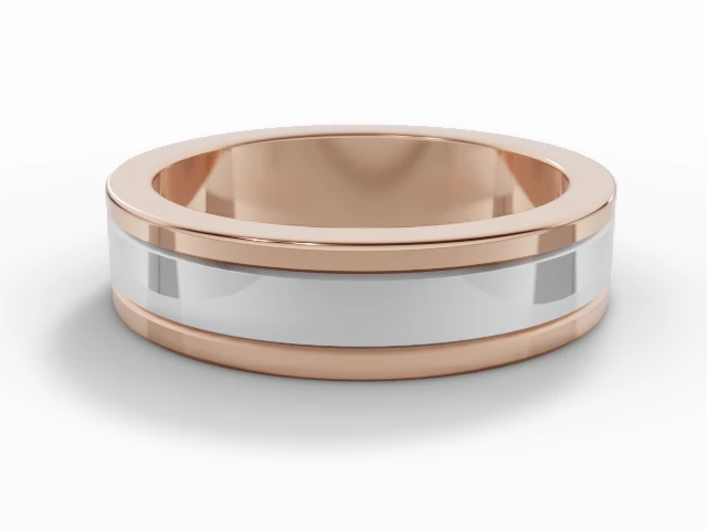 Designer Wedding Ring Choice of Widths 100% Recycled, Hallmarked 18ct. White and Rose Gold